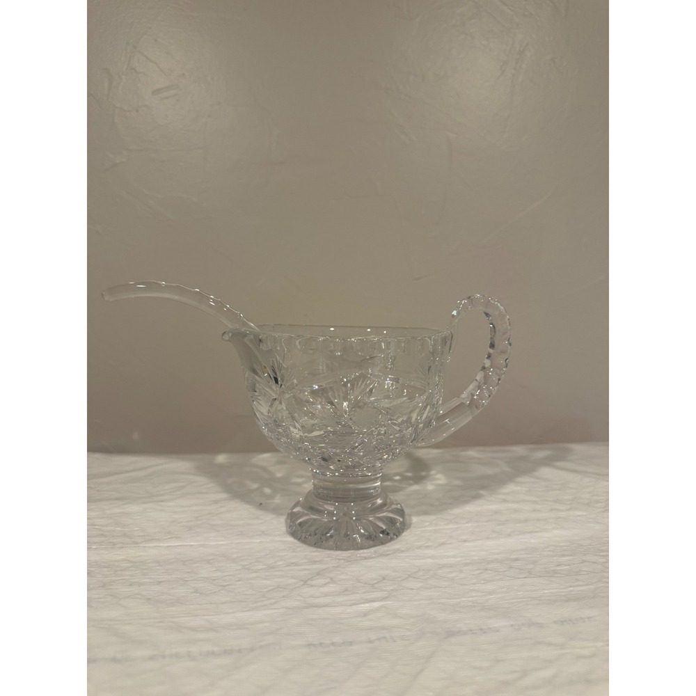 Waterford Crystal Gravy Boat with Ladle Clear Excellent Cut Glass Ireland